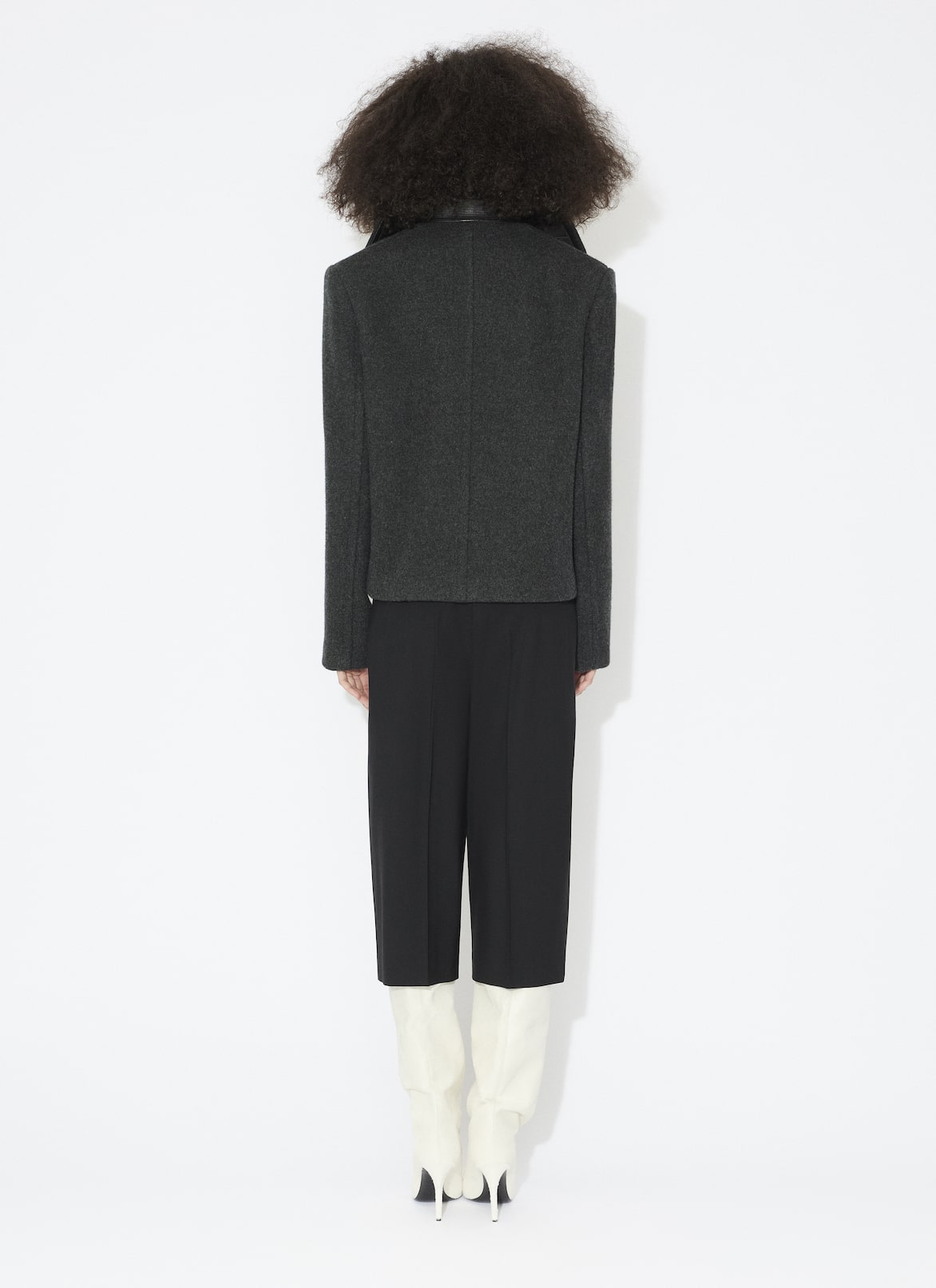 MERINO WOOL PEA COAT ALAÏA CHARCOAL MERINO WOOL PEA COAT